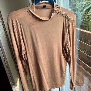 Ann Taylor Tan Long Sleeve Top with Button Accents